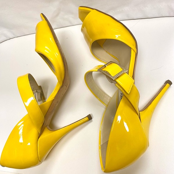 Jimmy Choo Bright Yellow Patent Leather Ankle-Strap Heels - Picture 5 of 12
